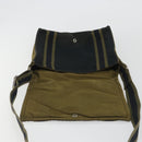 HERMES Bassus PM Shoulder Bag Canvas Khaki Silver Auth mr2731-10