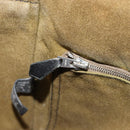 HERMES Bassus PM Shoulder Bag Canvas Khaki Silver Auth mr2731-20
