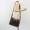 HERMES Bassus PM Shoulder Bag Canvas Khaki Silver Auth mr2731-22