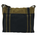 HERMES Bassus PM Shoulder Bag Canvas Khaki Silver Auth mr2731-2