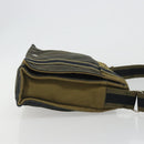 HERMES Bassus PM Shoulder Bag Canvas Khaki Silver Auth mr2731-3