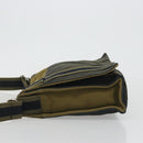 HERMES Bassus PM Shoulder Bag Canvas Khaki Silver Auth mr2731-4