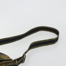 HERMES Bassus PM Shoulder Bag Canvas Khaki Silver Auth mr2731-8