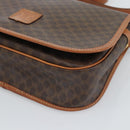 CELINE Macadam Canvas Shoulder Bag PVC Leather Brown Gold Auth mr2732-10