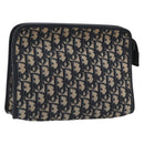 Christian Dior Trotter Canvas Clutch Bag Navy Silver Auth mr2733-1
