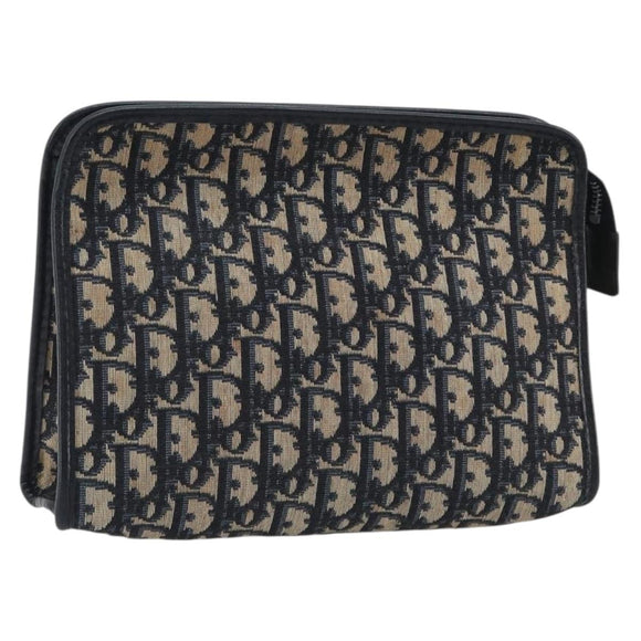 Christian Dior Trotter Canvas Clutch Bag Navy Silver Auth mr2733