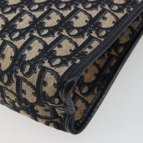 Christian Dior Trotter Canvas Clutch Bag Navy Silver Auth mr2733