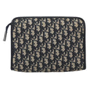 Christian Dior Trotter Canvas Clutch Bag Navy Silver Auth mr2733-2
