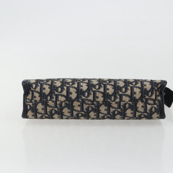 Christian Dior Trotter Canvas Clutch Bag Navy Silver Auth mr2733