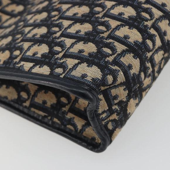 Christian Dior Trotter Canvas Clutch Bag Navy Silver Auth mr2733