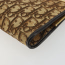 Christian Dior Trotter Canvas Clutch Bag Brown Gold Auth mr2734A-7