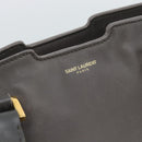 SAINT LAURENT Cabas Hand Bag Leather Gray Gold Auth mr2735A-15
