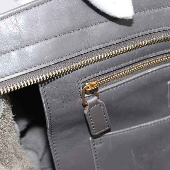 SAINT LAURENT Cabas Hand Bag Leather Gray Gold Auth mr2735A