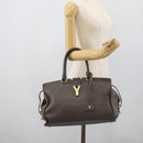 SAINT LAURENT Cabas Hand Bag Leather Gray Gold Auth mr2735A-25