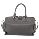 SAINT LAURENT Cabas Hand Bag Leather Gray Gold Auth mr2735A-3