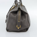 SAINT LAURENT Cabas Hand Bag Leather Gray Gold Auth mr2735A-5