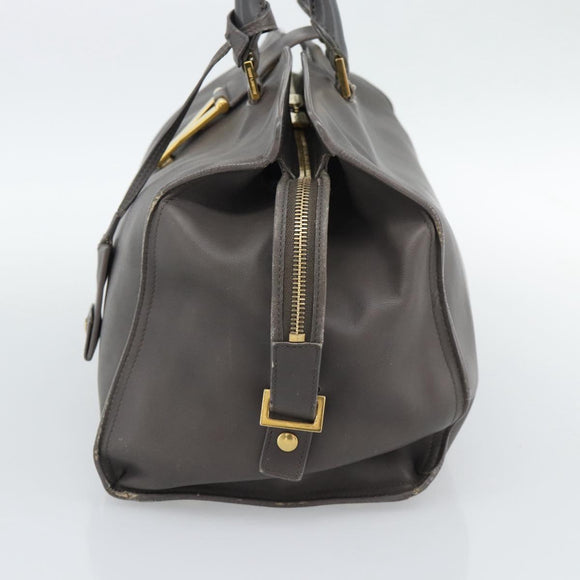 SAINT LAURENT Cabas Hand Bag Leather Gray Gold Auth mr2735A