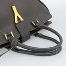 SAINT LAURENT Cabas Hand Bag Leather Gray Gold Auth mr2735A-7