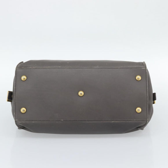 SAINT LAURENT Cabas Hand Bag Leather Gray Gold Auth mr2735A