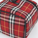 Burberrys Nova Check Vanity Hand Bag Canvas Red Silver Auth mr2736-14