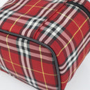 Burberrys Nova Check Vanity Hand Bag Canvas Red Silver Auth mr2736-16