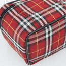 Burberrys Nova Check Vanity Hand Bag Canvas Red Silver Auth mr2736-17