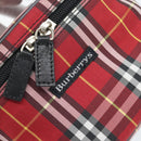 Burberrys Nova Check Vanity Hand Bag Canvas Red Silver Auth mr2736-18