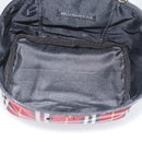 Burberrys Nova Check Vanity Hand Bag Canvas Red Silver Auth mr2736-12