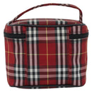 Burberrys Nova Check Vanity Hand Bag Canvas Red Silver Auth mr2736-2