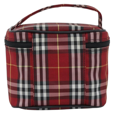 Burberrys Nova Check Vanity Hand Bag Canvas Red Silver Auth mr2736 - 0