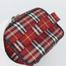 Burberrys Nova Check Vanity Hand Bag Canvas Red Silver Auth mr2736-6