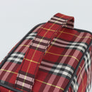 Burberrys Nova Check Vanity Hand Bag Canvas Red Silver Auth mr2736-7