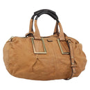 Chloe Etel Shoulder Bag Leather 2way Brown Gold Auth mr2737-1