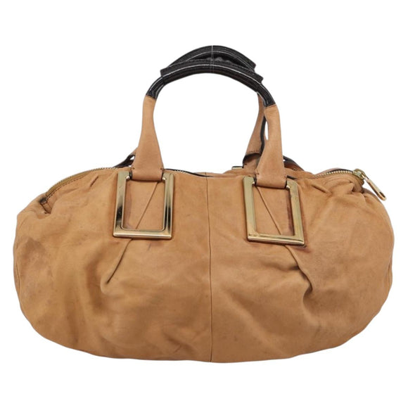 Chloe Etel Shoulder Bag Leather 2way Brown Gold Auth mr2737