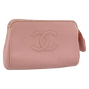 CHANEL Pouch Caviar Skin Pink Gold CC Auth mr2739-1
