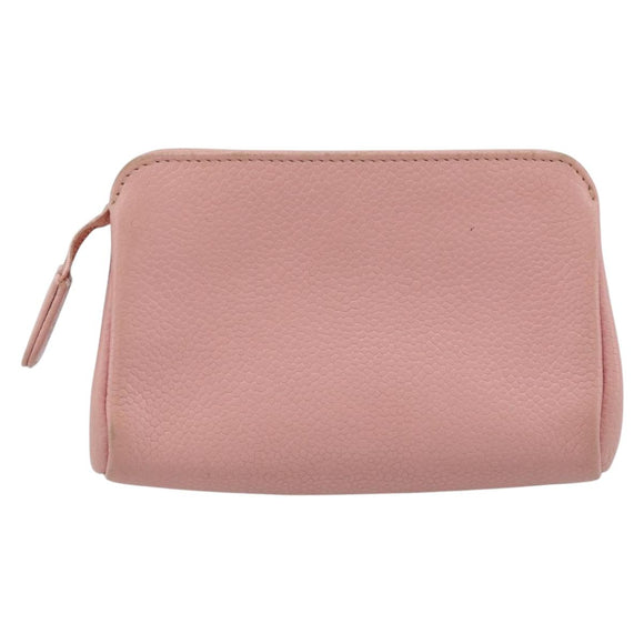 CHANEL Pouch Caviar Skin Pink Gold CC Auth mr2739