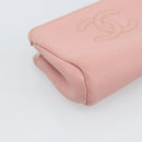 CHANEL Pouch Caviar Skin Pink Gold CC Auth mr2739-14