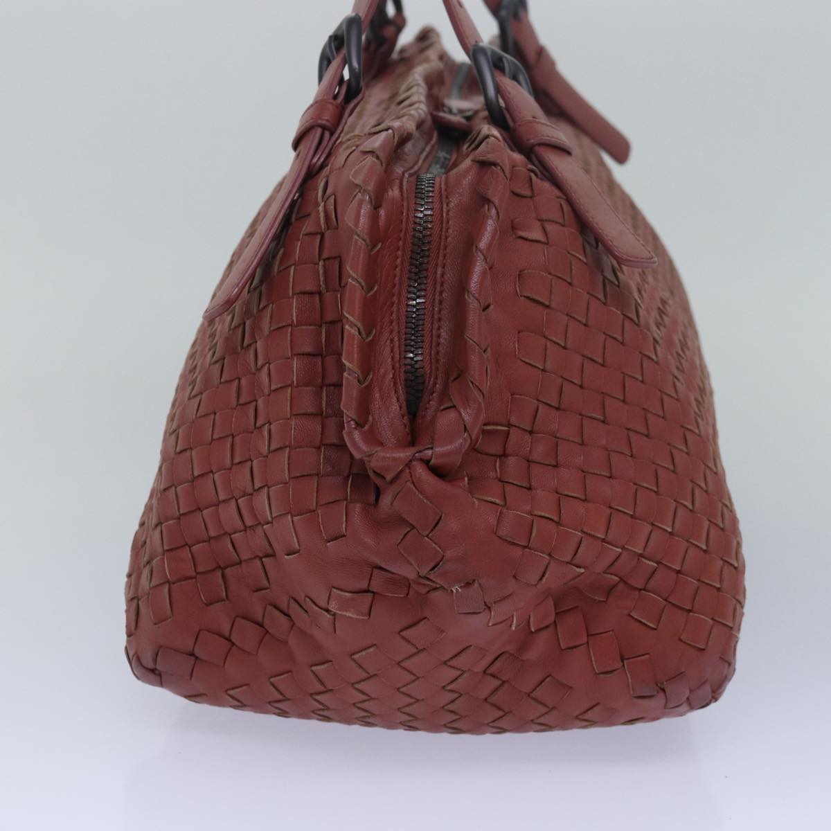 BOTTEGA VENETA INTRECCIATO Tote Bag Leather Red Auth mr274