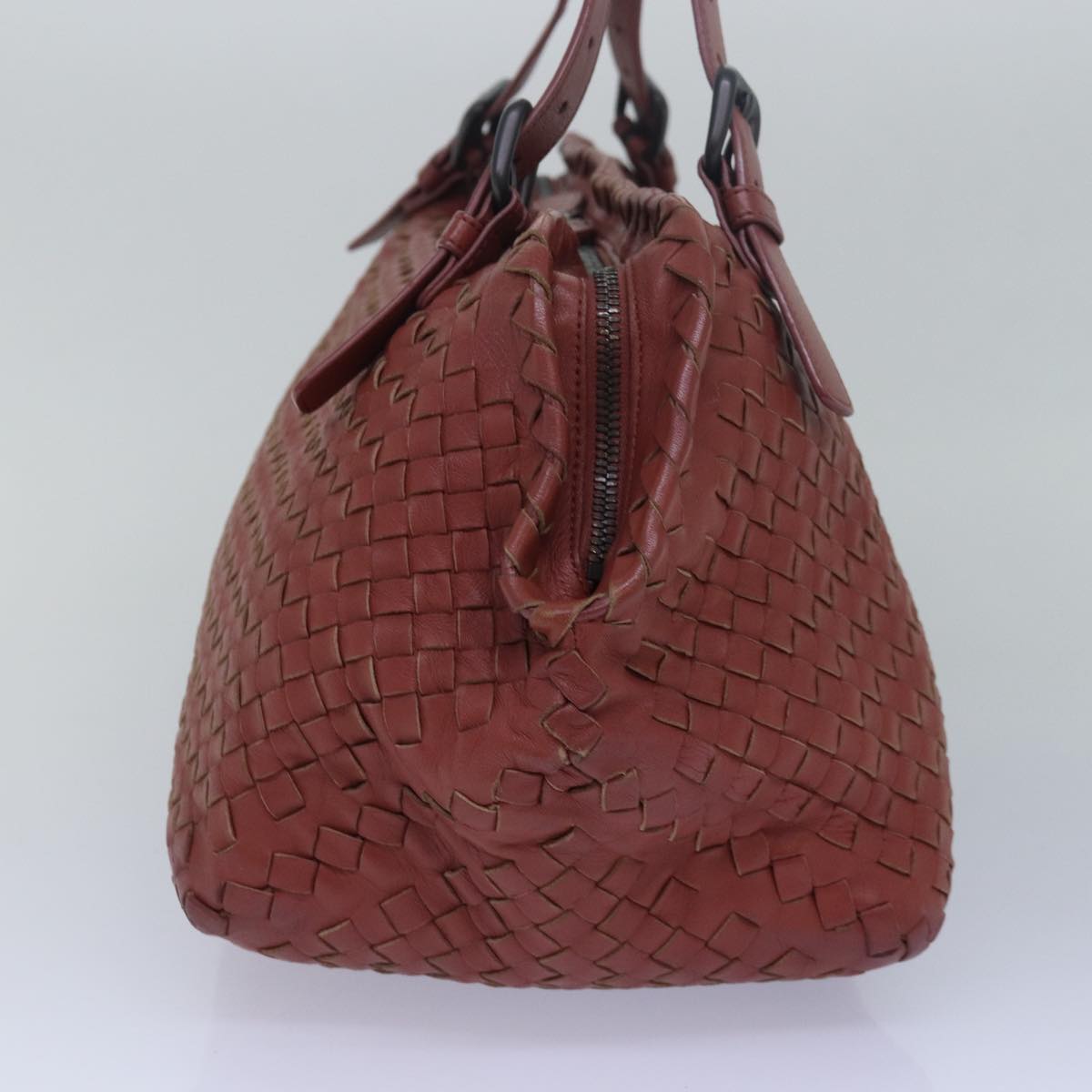 BOTTEGA VENETA INTRECCIATO Tote Bag Leather Red Auth mr274