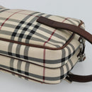 BURBERRY Nova Check Clutch Bag Canvas Beige Silver Auth mr2740-15
