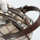 BURBERRY Nova Check Clutch Bag Canvas Beige Silver Auth mr2740-10