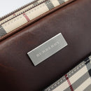 BURBERRY Nova Check Clutch Bag Canvas Beige Silver Auth mr2740-17