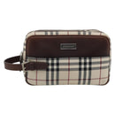 BURBERRY Nova Check Clutch Bag Canvas Beige Silver Auth mr2740-13