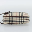 BURBERRY Nova Check Clutch Bag Canvas Beige Silver Auth mr2740-6