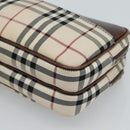 BURBERRY Nova Check Clutch Bag Canvas Beige Silver Auth mr2740-7