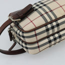 BURBERRY Nova Check Clutch Bag Canvas Beige Silver Auth mr2740-14