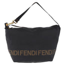 FENDI Shoulder Bag Canvas Black Gold Auth mr2741-2