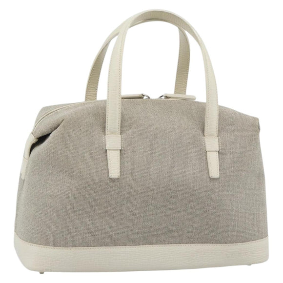 LOEWE Hand Bag Canvas Gray Silver Auth mr2742