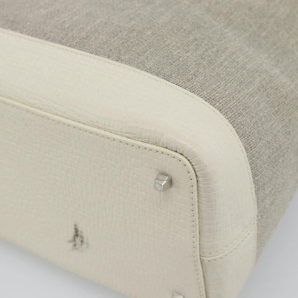 LOEWE Hand Bag Canvas Gray Silver Auth mr2742