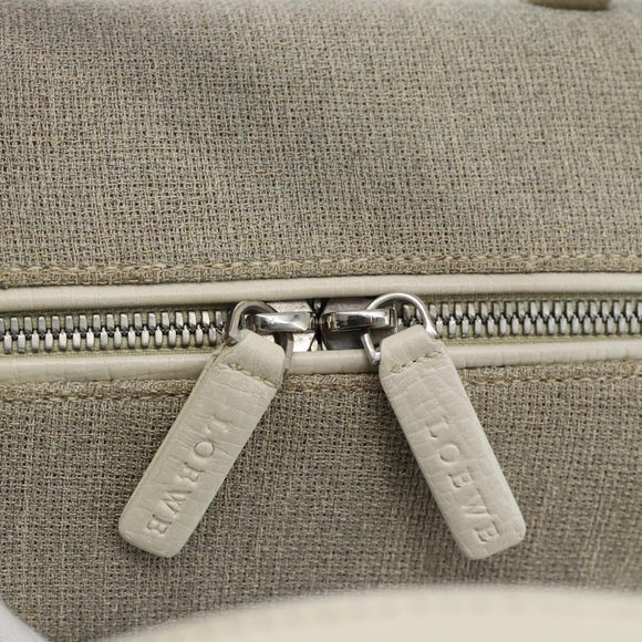 LOEWE Hand Bag Canvas Gray Silver Auth mr2742